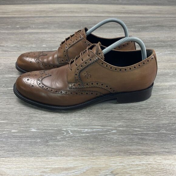 Brooks Brothers 1818 Wingtip Oxford Shoes Men\'s 10 Made in Italy Brown Leather main image 4